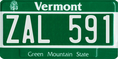 VT license plate ZAL591