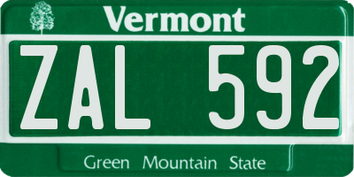 VT license plate ZAL592