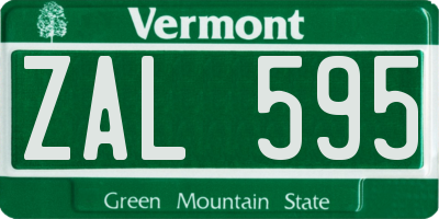 VT license plate ZAL595