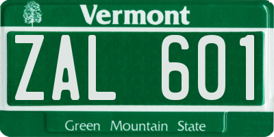 VT license plate ZAL601