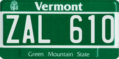 VT license plate ZAL610