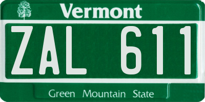 VT license plate ZAL611