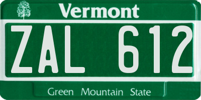 VT license plate ZAL612