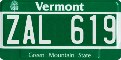 VT license plate ZAL619