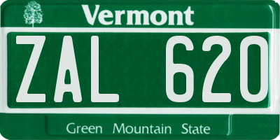VT license plate ZAL620