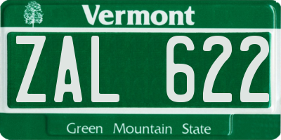 VT license plate ZAL622