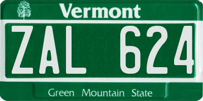 VT license plate ZAL624
