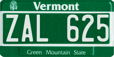 VT license plate ZAL625