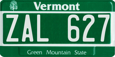 VT license plate ZAL627
