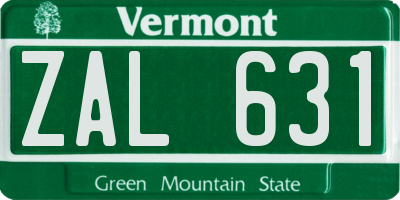 VT license plate ZAL631