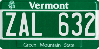 VT license plate ZAL632