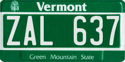 VT license plate ZAL637