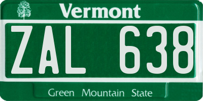 VT license plate ZAL638