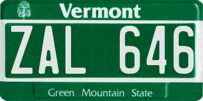 VT license plate ZAL646