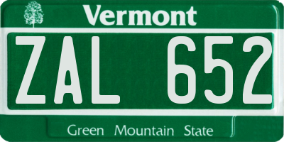 VT license plate ZAL652