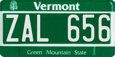 VT license plate ZAL656