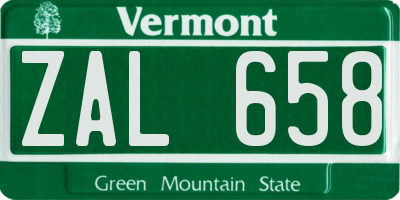 VT license plate ZAL658