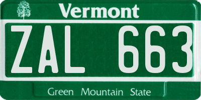 VT license plate ZAL663