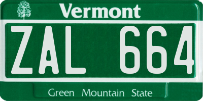 VT license plate ZAL664