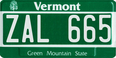 VT license plate ZAL665