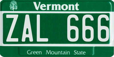 VT license plate ZAL666