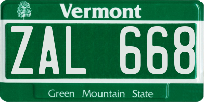 VT license plate ZAL668