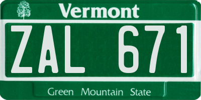 VT license plate ZAL671
