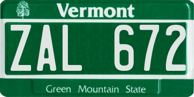 VT license plate ZAL672