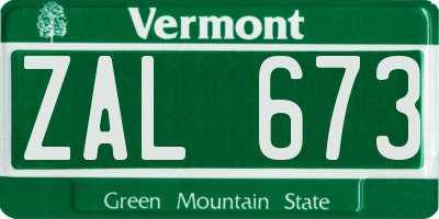VT license plate ZAL673