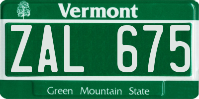 VT license plate ZAL675
