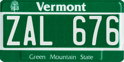 VT license plate ZAL676