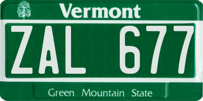 VT license plate ZAL677