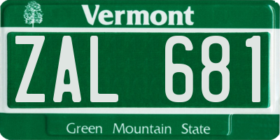 VT license plate ZAL681