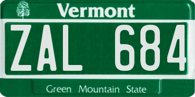 VT license plate ZAL684