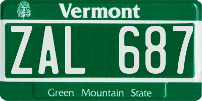 VT license plate ZAL687