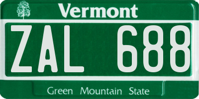VT license plate ZAL688