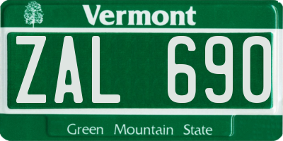 VT license plate ZAL690