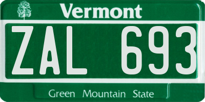 VT license plate ZAL693