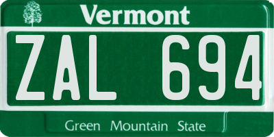VT license plate ZAL694