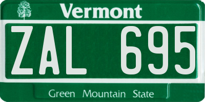 VT license plate ZAL695
