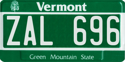 VT license plate ZAL696