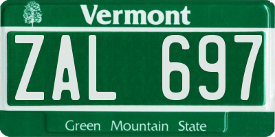 VT license plate ZAL697
