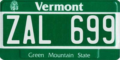 VT license plate ZAL699