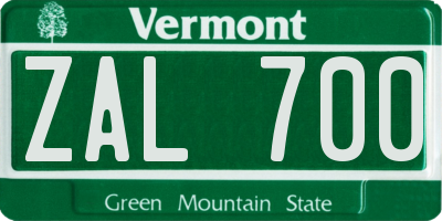 VT license plate ZAL700