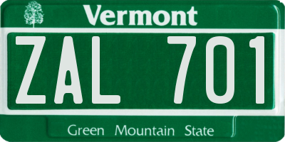VT license plate ZAL701