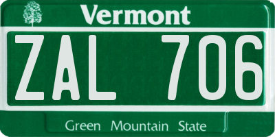 VT license plate ZAL706