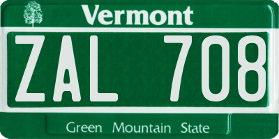 VT license plate ZAL708