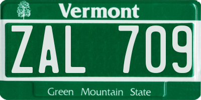 VT license plate ZAL709
