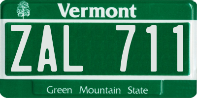 VT license plate ZAL711