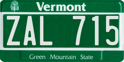 VT license plate ZAL715